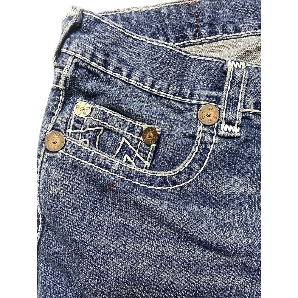 VTG True Religion Bobby Super T Jeans 38x26.5 Made in USA Thick White Stitch Y2K